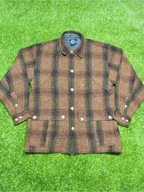Vintage Willis & Geiger Wool Button Up Jacket Coat Men’s Medium Brown Black